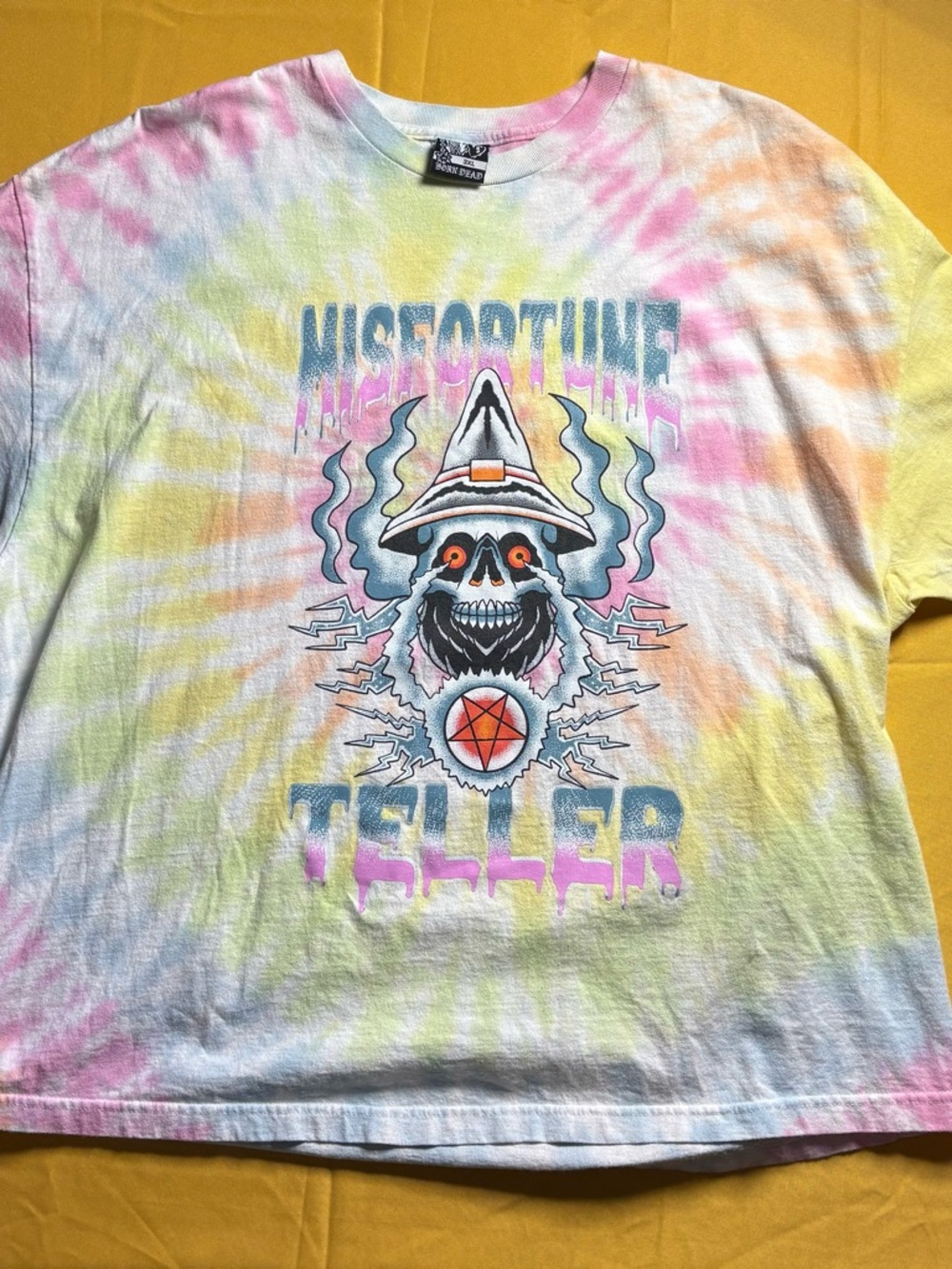 BORN DEAD “Misfortune Teller" Tie Dye T-SHIRT 3XL ~ Smoking Skull / SHIPS FREE